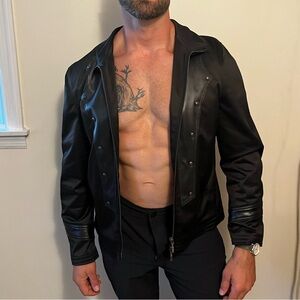 Italian Designer Messori Men's Black Leather Jacket